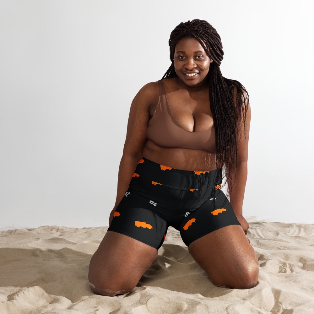 Serious Load Trucks Yoga Shorts Front