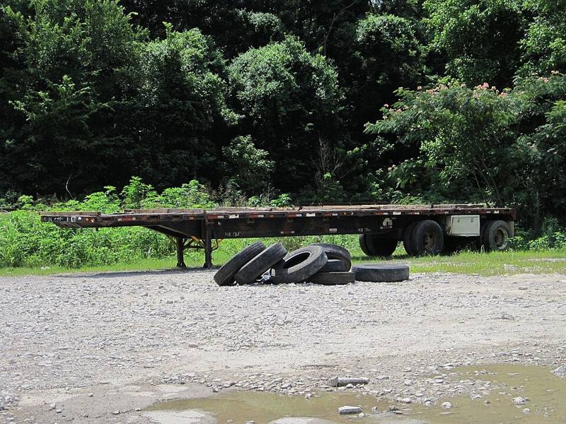 A flatbed trailer