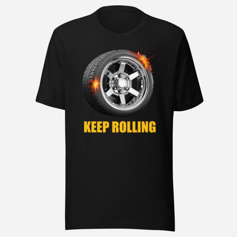 Serious Load Keep Rolling Chrome Wheel Tee Black