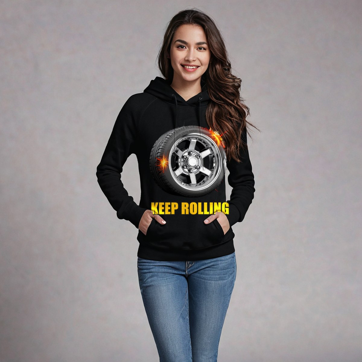 Serious Load Keep Rolling Chrome Wheel Hoodie